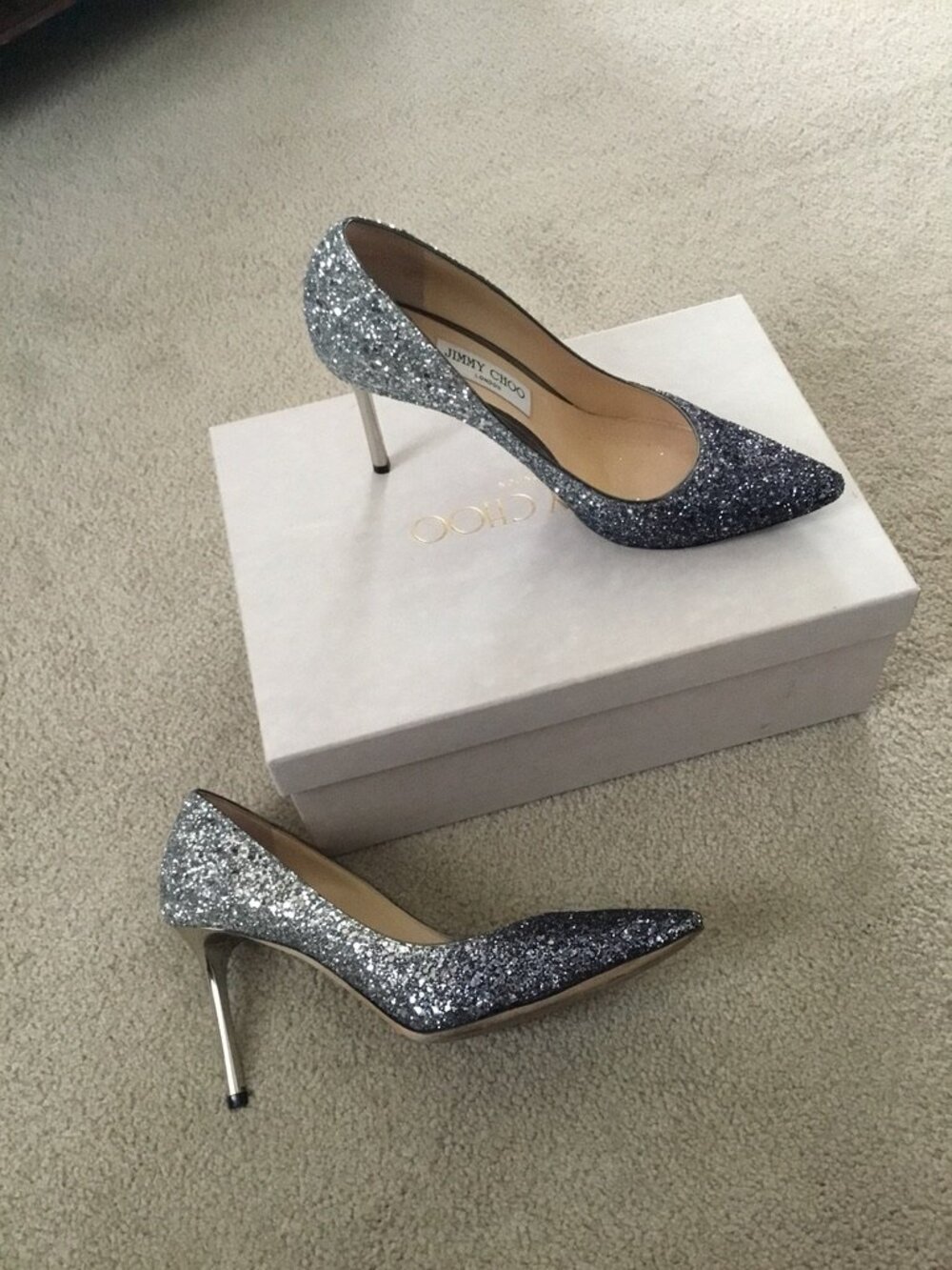 Classic Jimmy Choo Romy in Navy/Silver